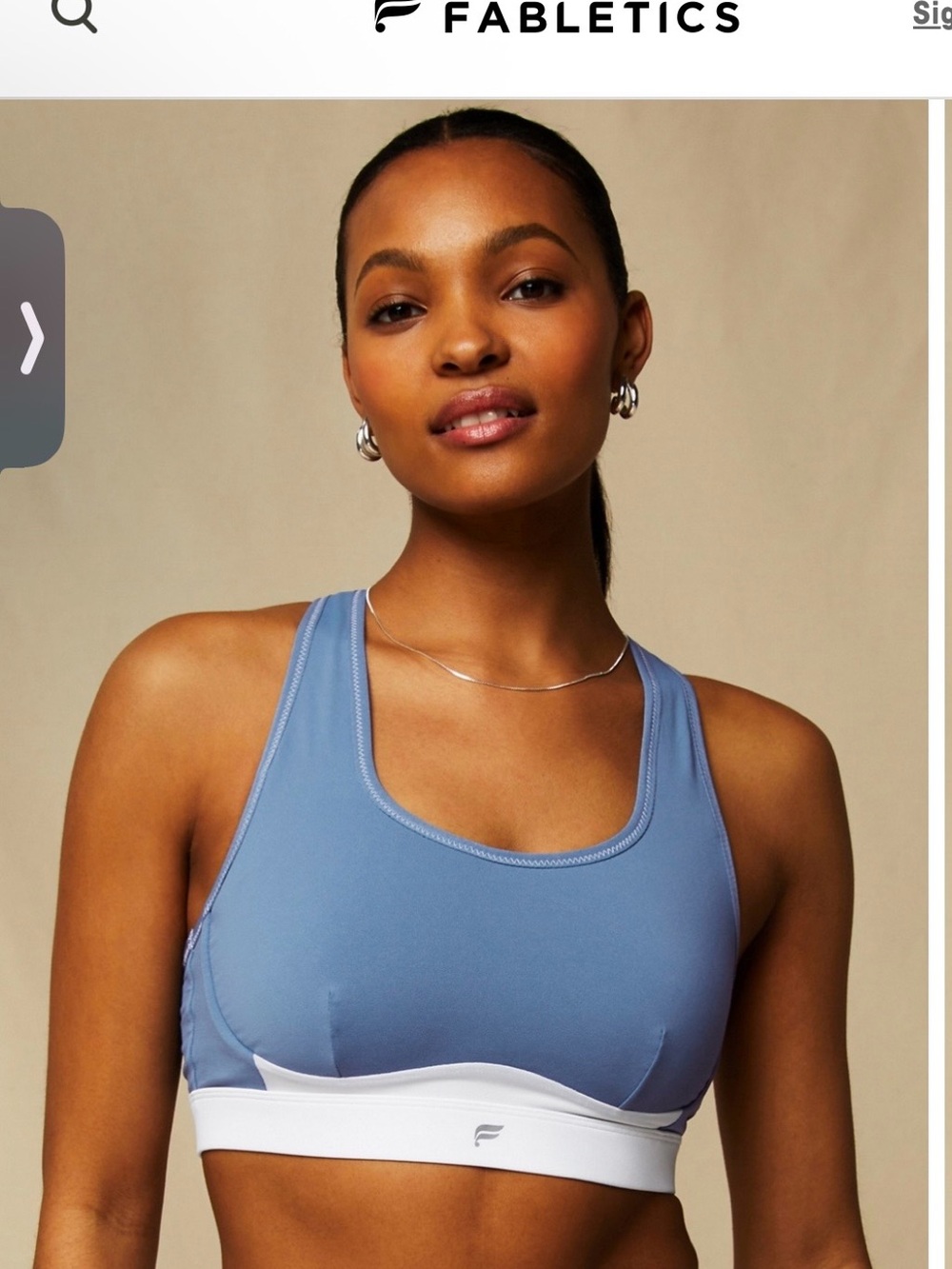 Fabletics Periwinkle Blue Sports Bra with White Band